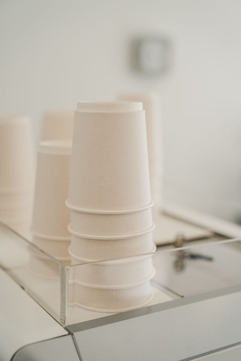 Various paper cup sizes on display